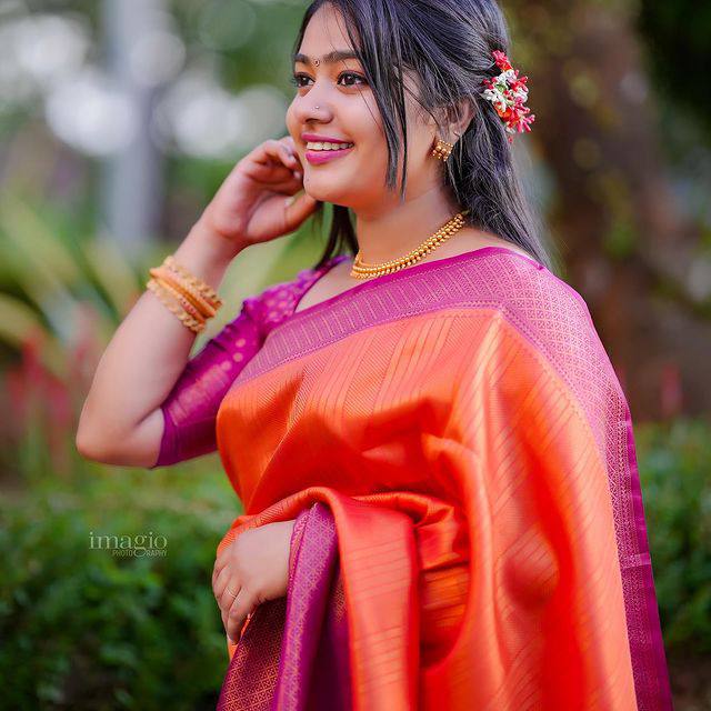 Elegant Red Kanjivaram Soft Silk Saree with Gorgeous Matching Border