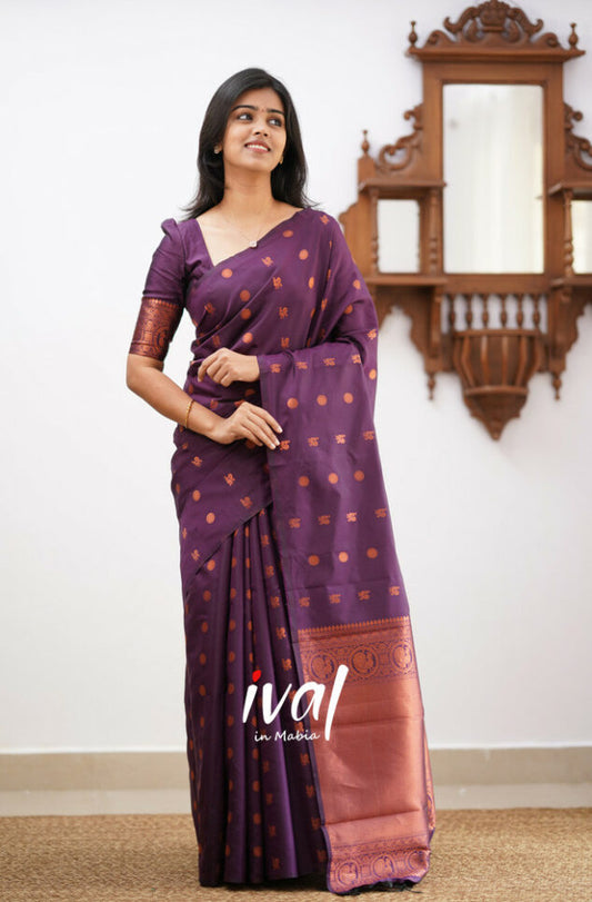 Elegant Purple Kanjivaram Saree with Matching Border – Perfect Festive Wear Choice