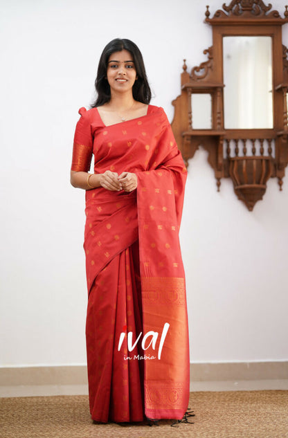 Elegant Red Kanjivaram Saree with Matching Border – Perfect Festive Wear Choice