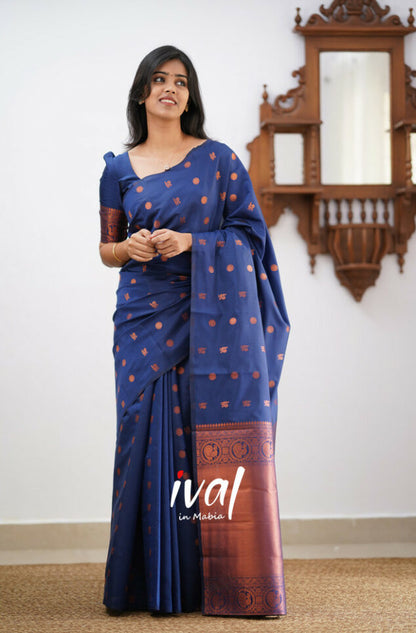 Elegant Blue Kanjivaram Saree with Matching Border – Perfect Festive Wear Choice