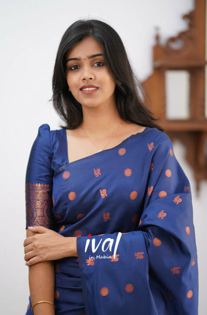 Elegant Blue Kanjivaram Saree with Matching Border – Perfect Festive Wear Choice