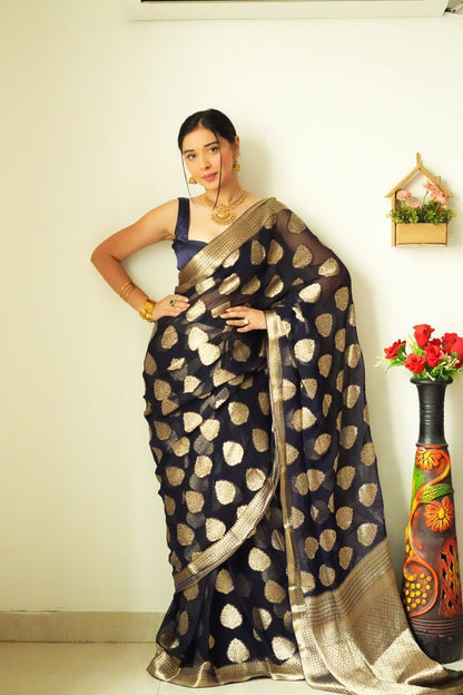 Radiant New Black Ready-to-Wear Cotton Saree for Effortless Glamour in Just One Minute