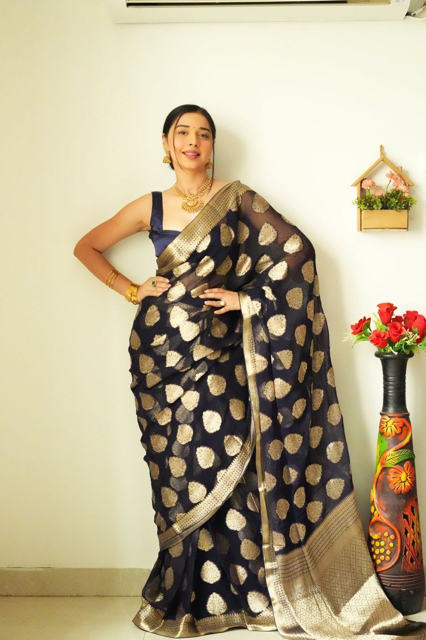 Radiant New Black Ready-to-Wear Cotton Saree for Effortless Glamour in Just One Minute