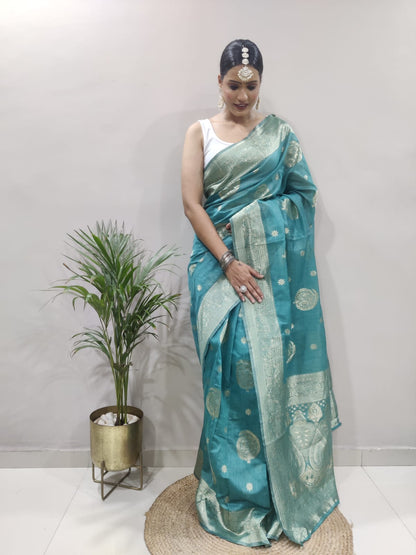 Stunning Sea Green Rama Kanjivaram Silk Saree - Perfect for Any Special Occasion