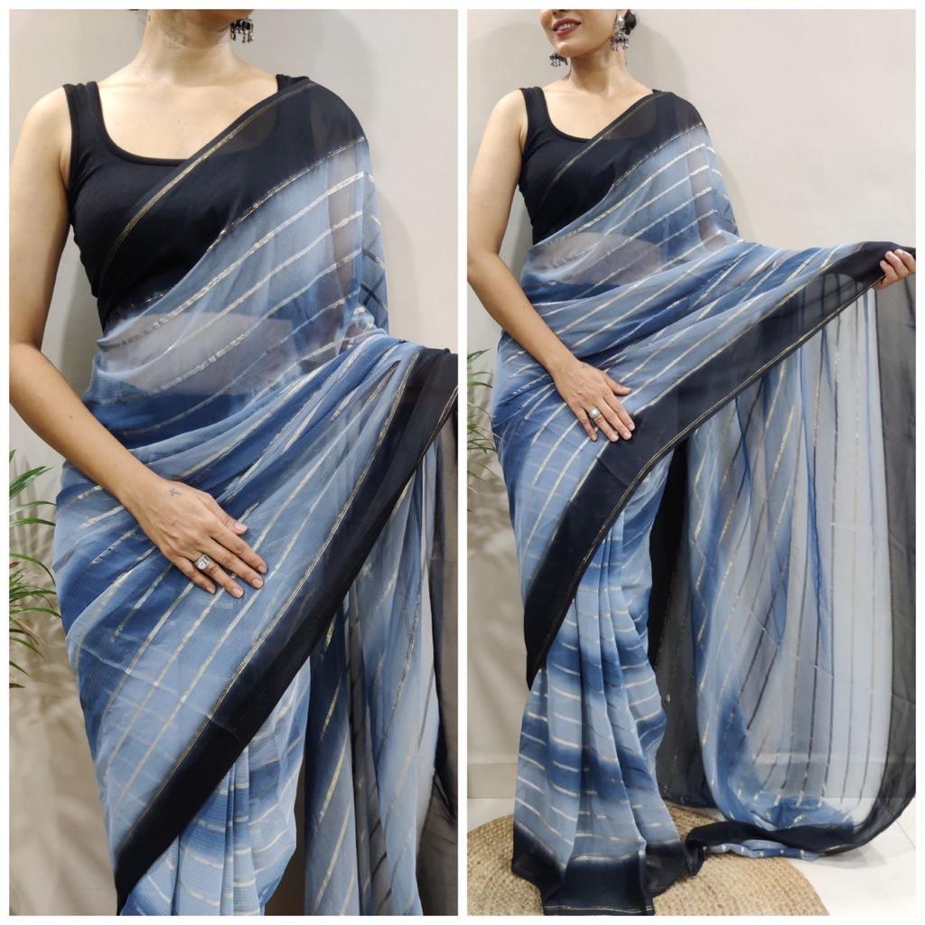 Instant Glamour: Multi-Color Georgette Saree That You Can Wear in a Minute