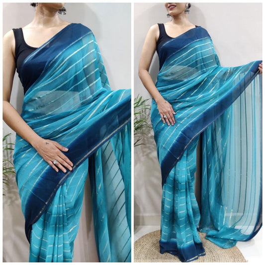 Instant Glamour: Multi-Color Georgette Saree That You Can Wear in a Minute