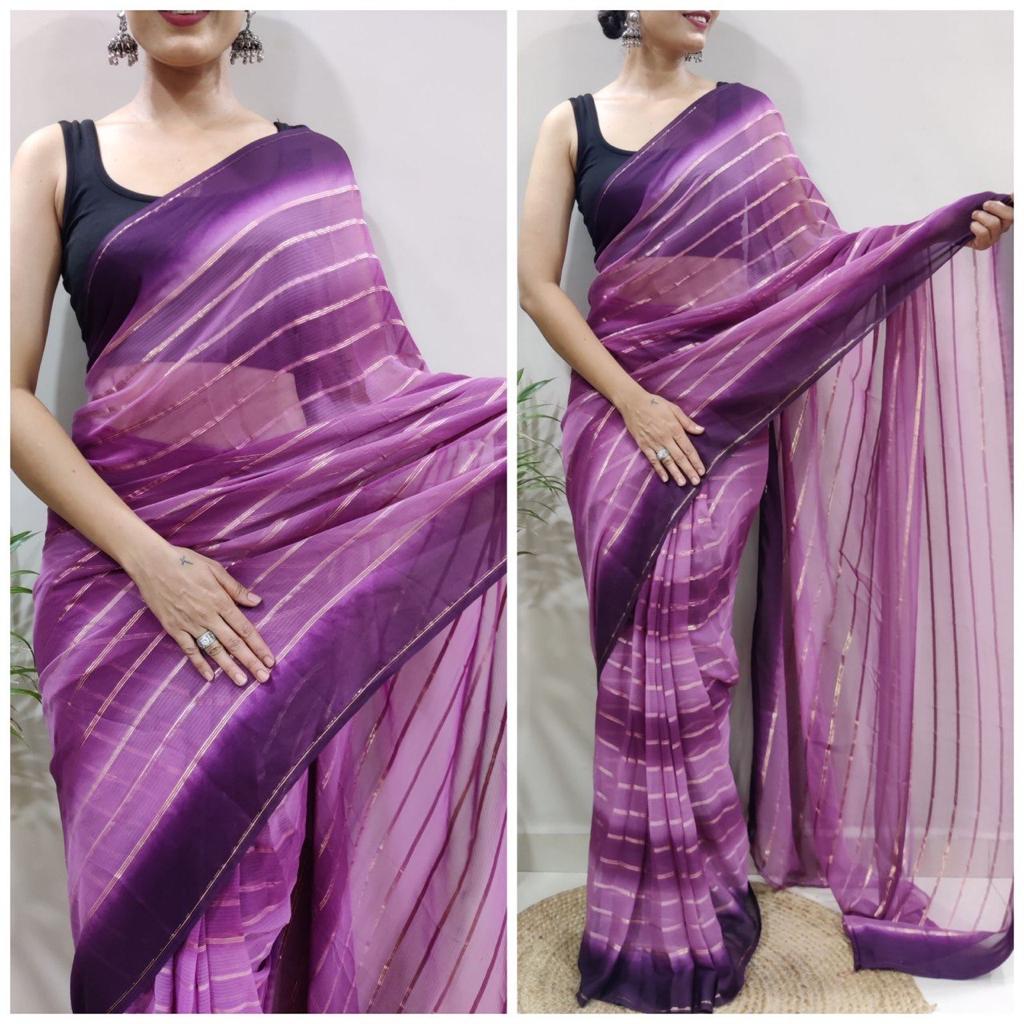 Instant Glamour: Multi-Color Georgette Saree That You Can Wear in a Minute