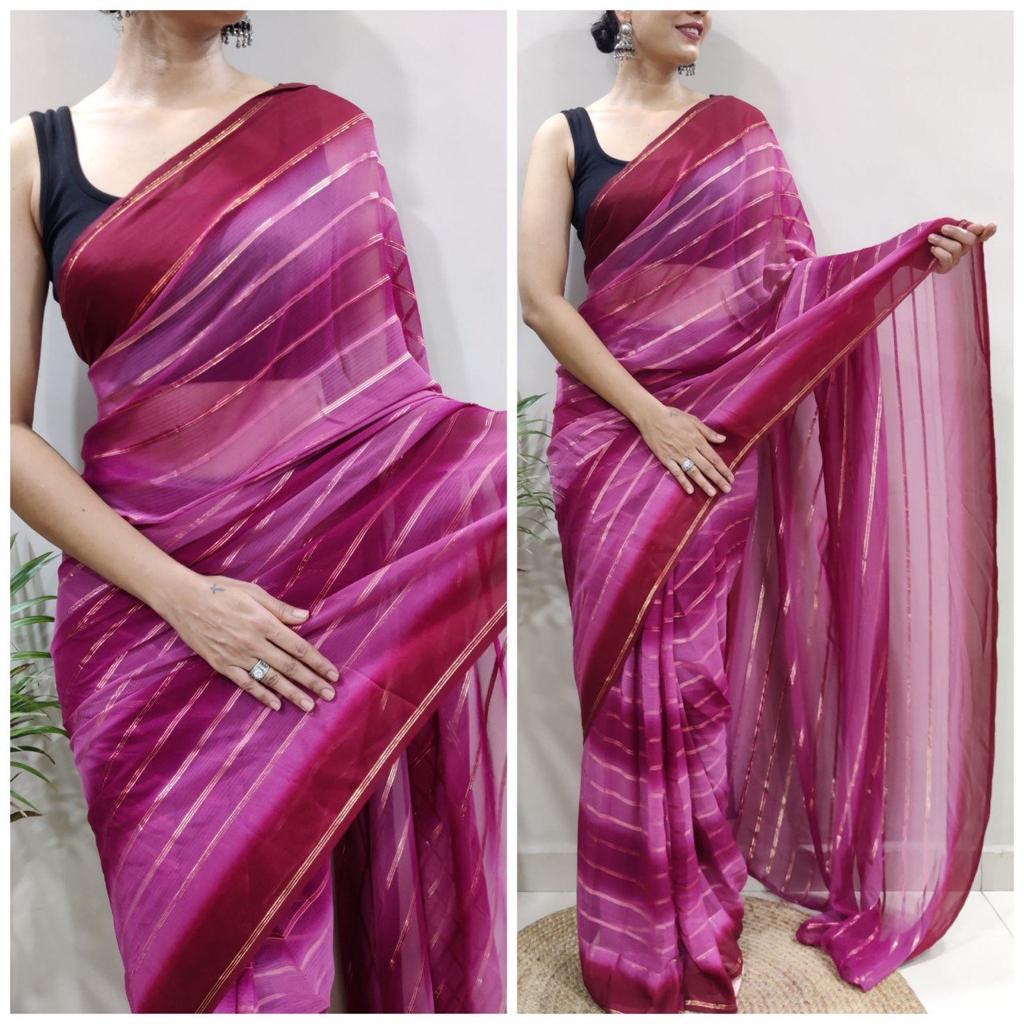 Instant Glamour: Multi-Color Georgette Saree That You Can Wear in a Minute