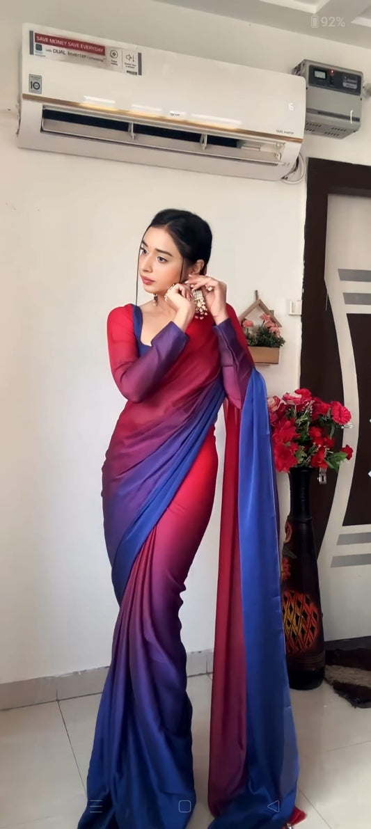 Upgrade Your Wardrobe with a Trendy Multi Color Ready-to-Wear Georgette Saree