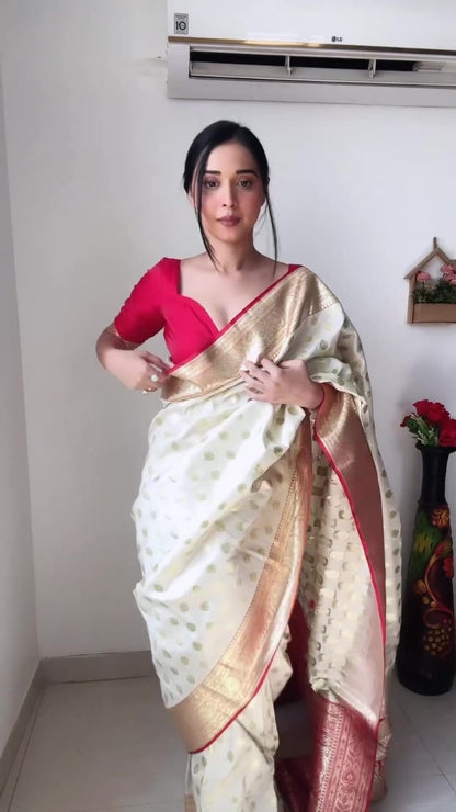 Effortless Elegance: Beige Georgette One-Minute Wear Saree for Instant Glam.