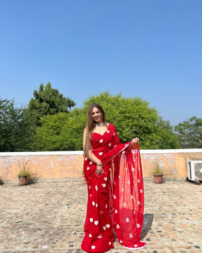 Blissful Style: Red Color Georgette Silk Saree for Instant Elegance in One Minute