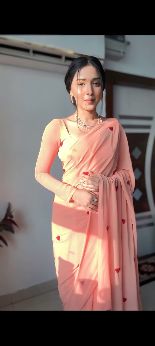 Peach Georgette One-Minute Saree: Perfect Blend of Style and Simplicity