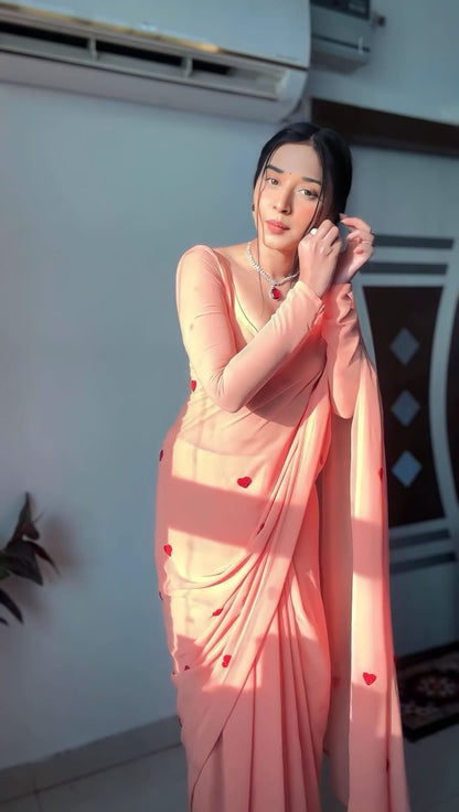 Peach Georgette One-Minute Saree: Perfect Blend of Style and Simplicity