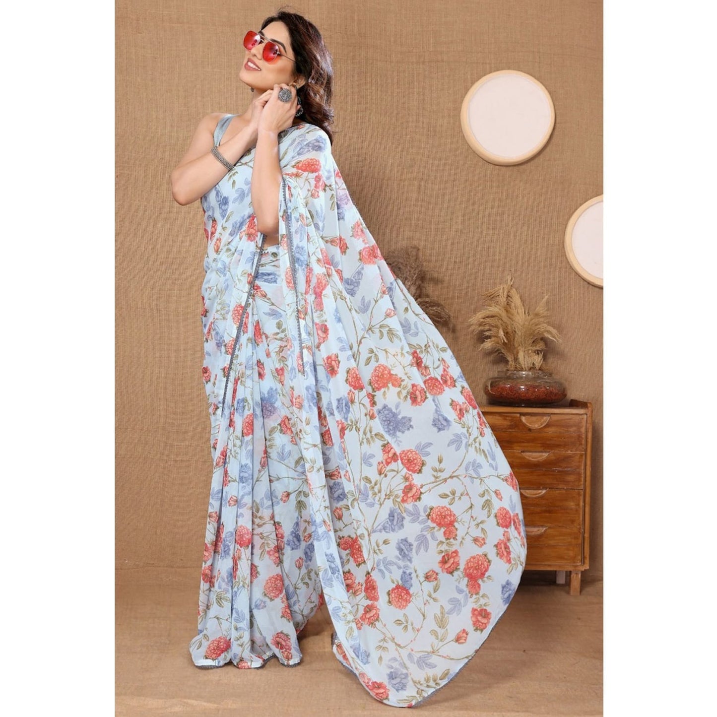 Chic and Comfortable Multi-Color One-Minute Wear Georgette Saree for All Occasions