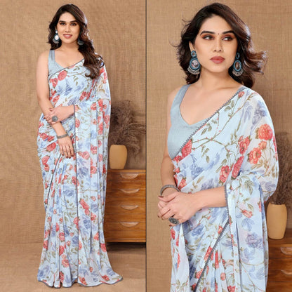 Chic and Comfortable Multi-Color One-Minute Wear Georgette Saree for All Occasions