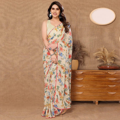 Fast and Fabulous: Peach Color Georgette Saree for Instant Style