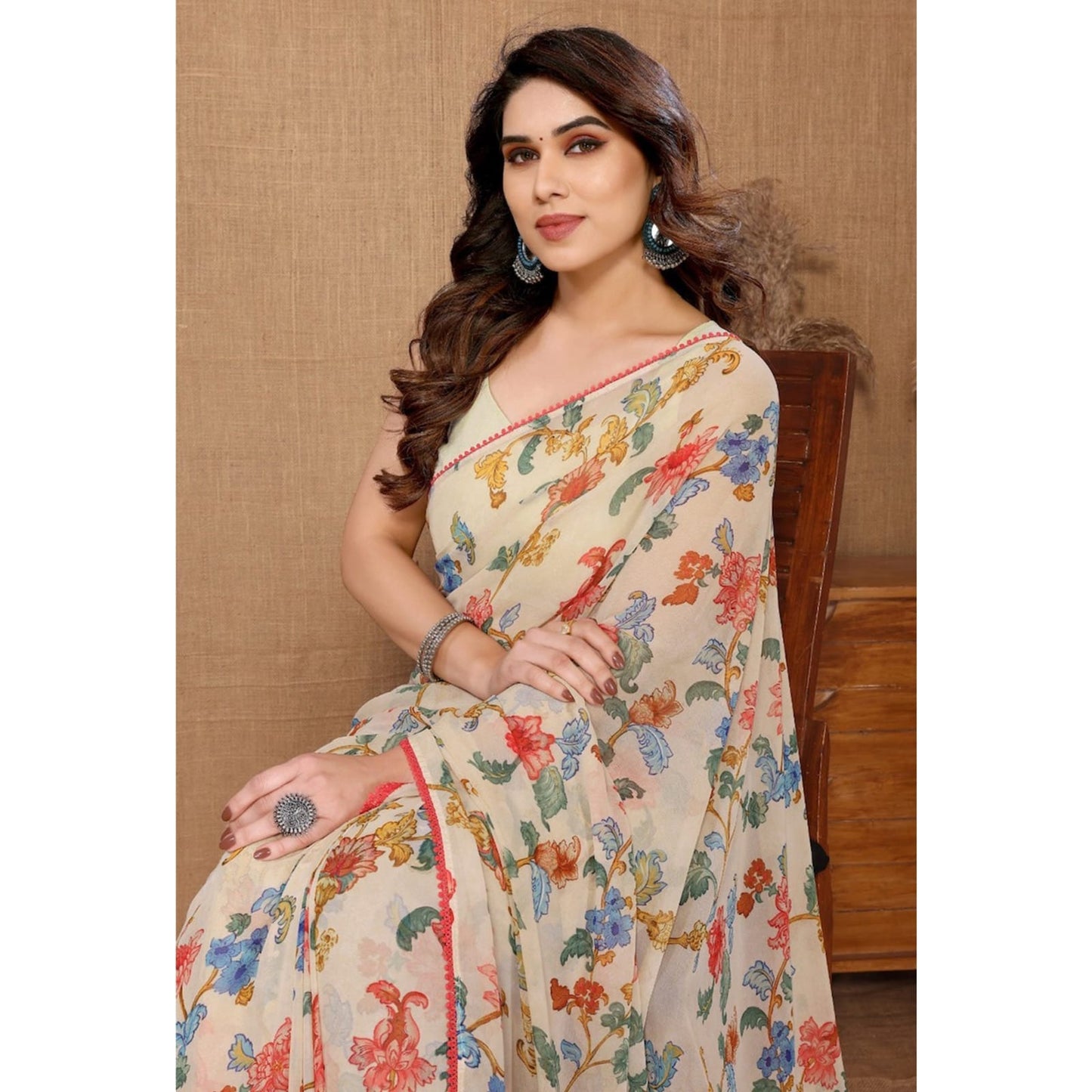 Fast and Fabulous: Peach Color Georgette Saree for Instant Style