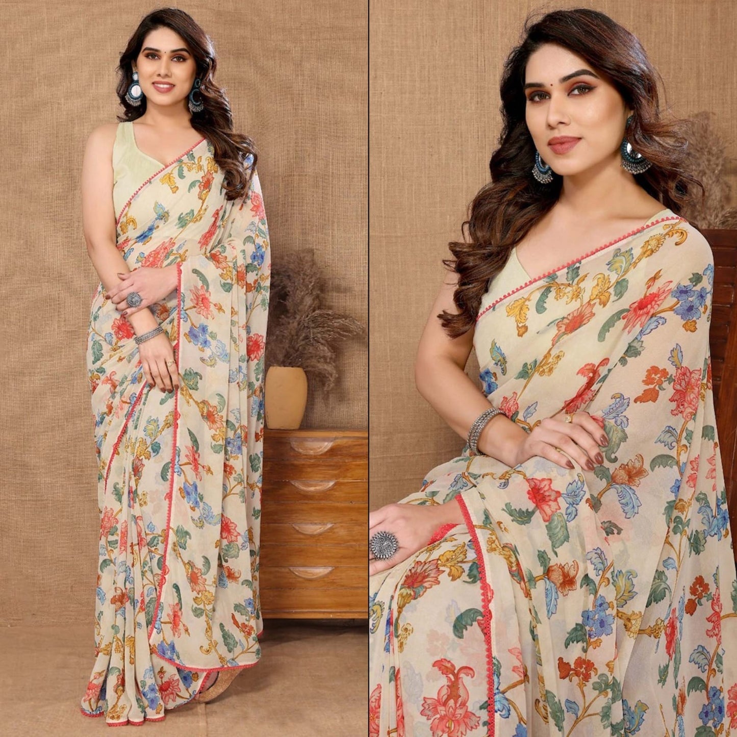 Fast and Fabulous: Peach Color Georgette Saree for Instant Style