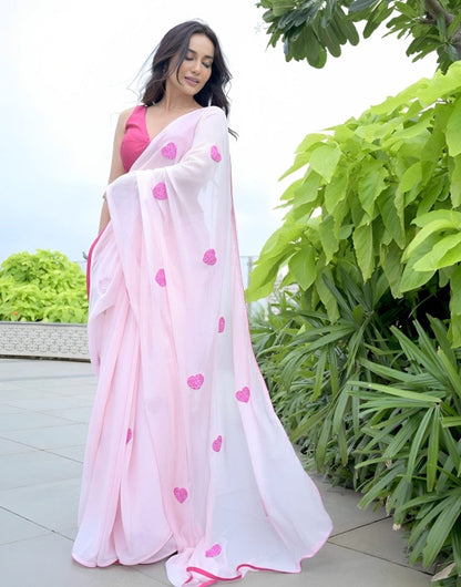 Quick Style Upgrade: Pink-Color One-Minute Wear Georgette Saree for Modern Women