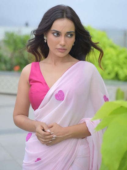 Quick Style Upgrade: Pink-Color One-Minute Wear Georgette Saree for Modern Women