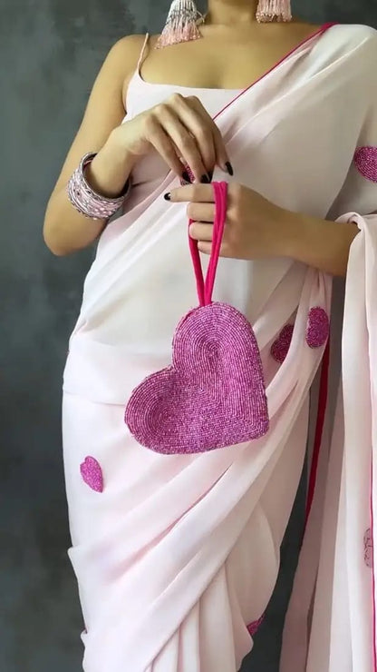 Quick Style Upgrade: Pink-Color One-Minute Wear Georgette Saree for Modern Women