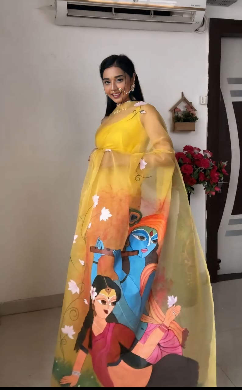 Versatile Yellow Organza Saree: One-Minute Wear, Perfect for Office, Parties, and More!