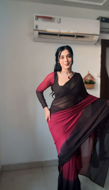 Charming Multi Georgette Saree: One-Minute Wear to Elevate Your Style Instantly