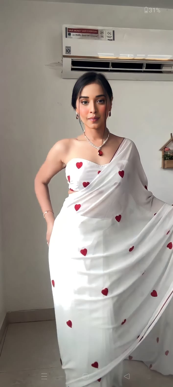 Chic White Color With Embroidery Ready-to-Wear Georgette Saree for Modern Women