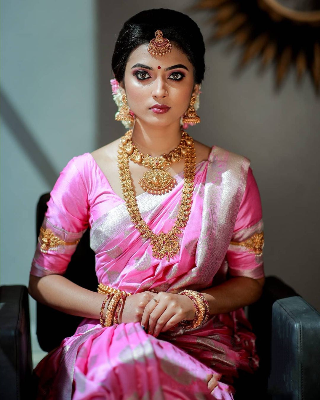 Deep Rose Pink Kanjivaram Silk Saree: Stunning Work with Matching Border Charm