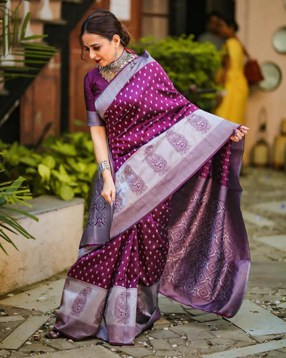 Festive Purple Color Kanjivaram Saree with Elegant Soft Silk Weave