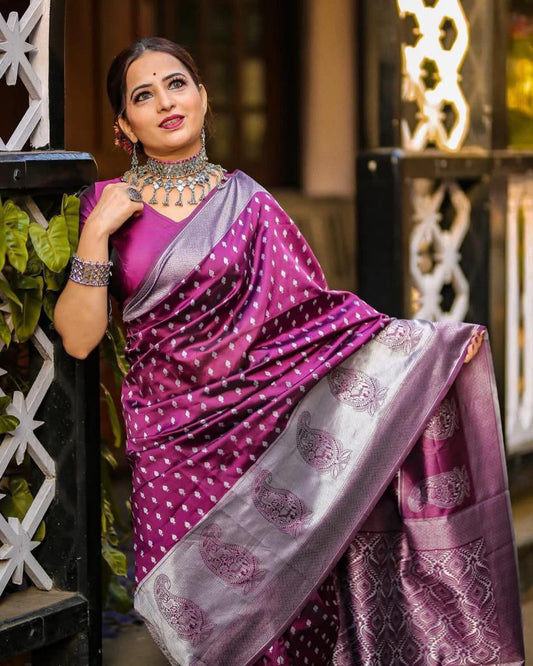 Festive Purple Color Kanjivaram Saree with Elegant Soft Silk Weave