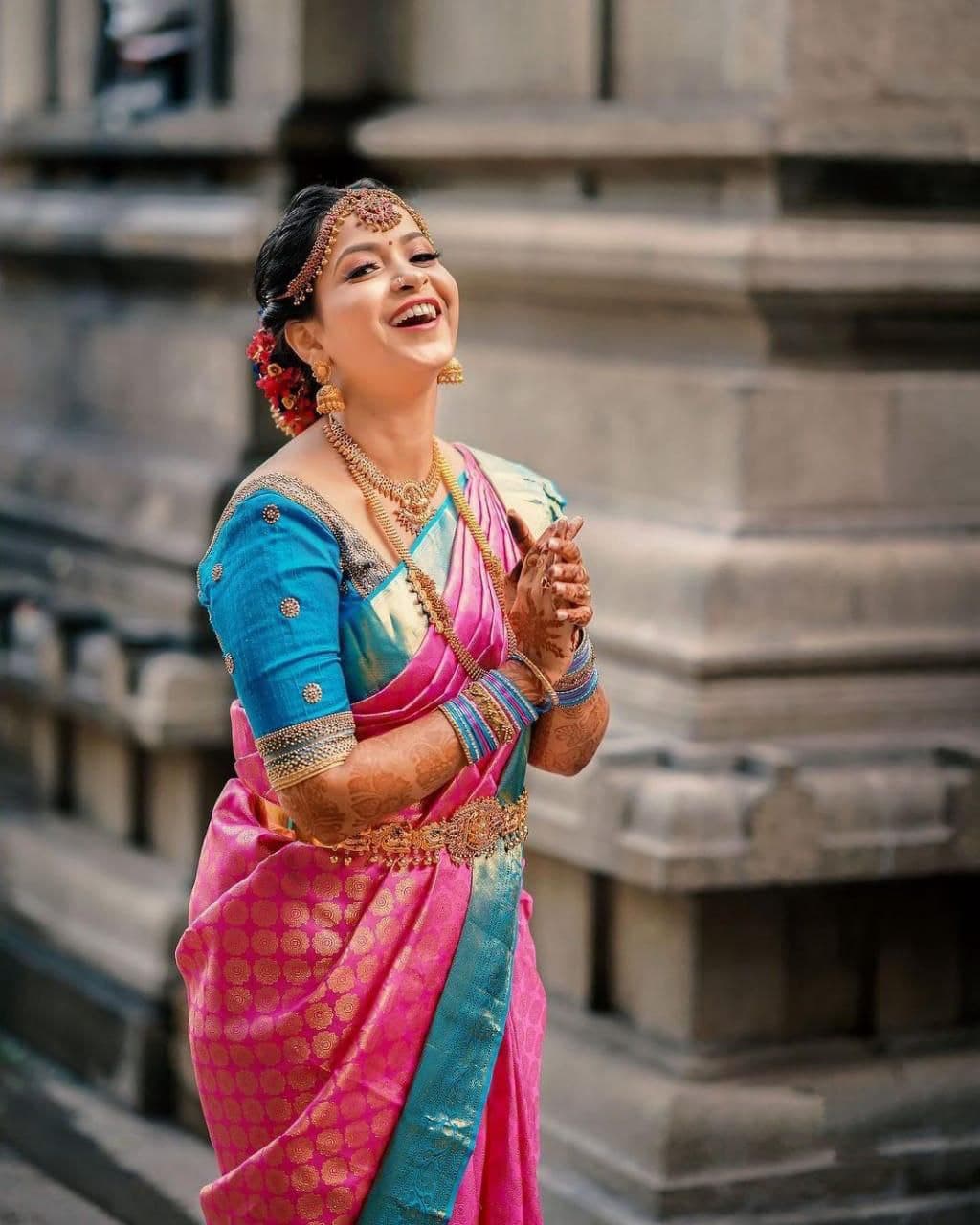 Glamorous Kanjivaram Silk Pink Saree with Elegant Border and All-over Pallu