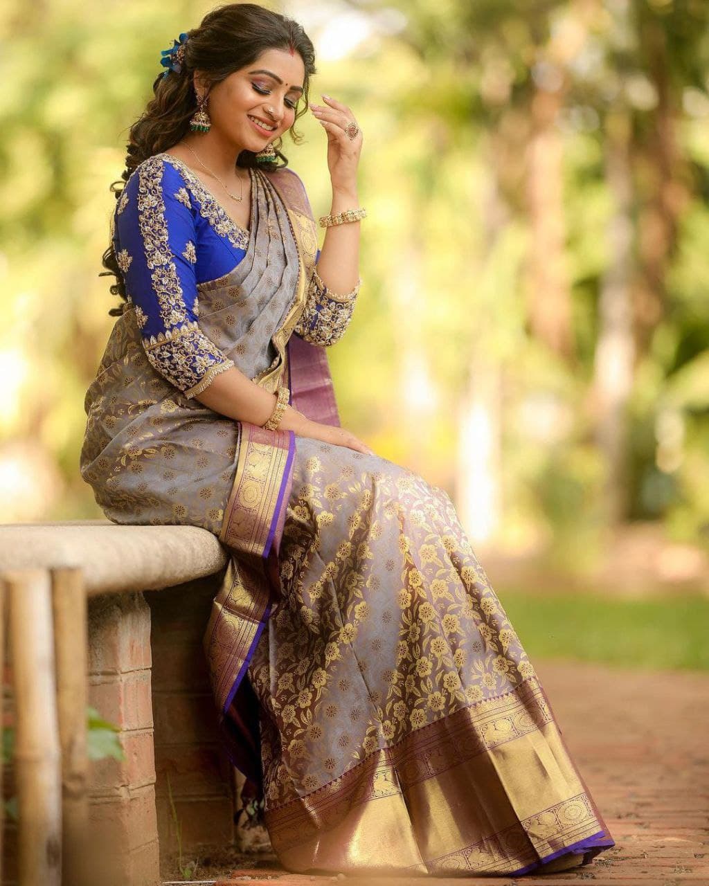 Mesmerizing Sky blueSoft Silk Kanjivaram Saree with Perfectly Coordinated Matching Border