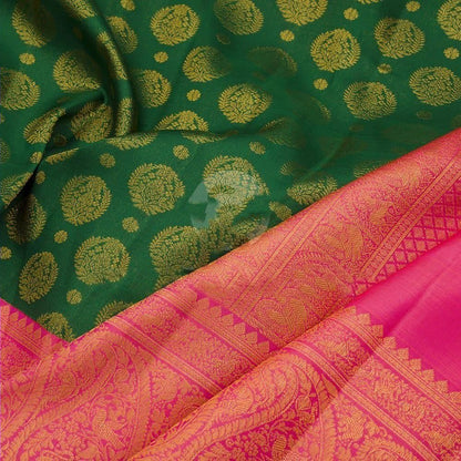 Vibrant Green Silk Saree with Radiant Pink Designer Border