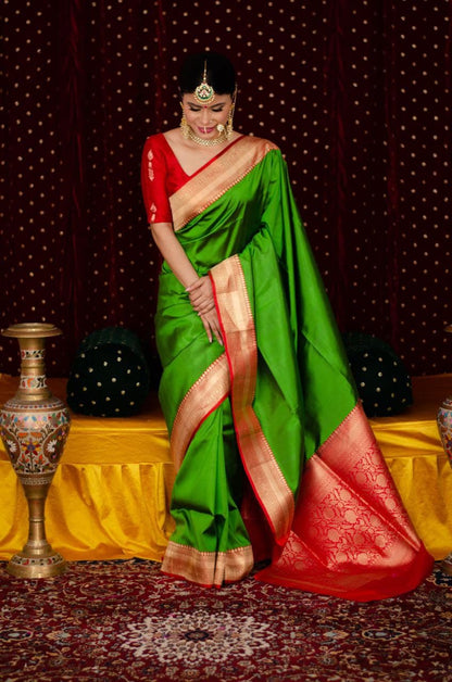 Traditional Green Kanjivaram Saree Perfect for Festive Celebrations