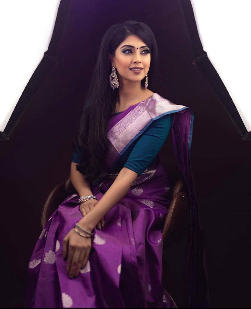 Exclusive Purple Kanjivaram Saree with Matching Border, Perfect for Weddings