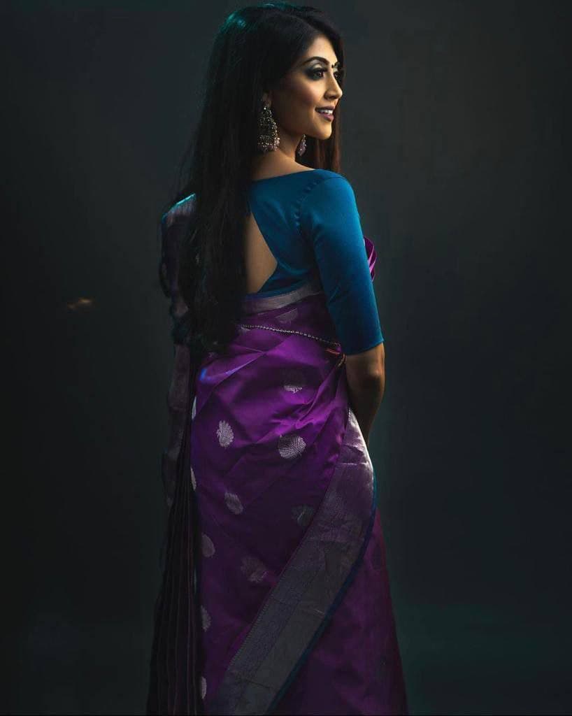 Exclusive Purple Kanjivaram Saree with Matching Border, Perfect for Weddings