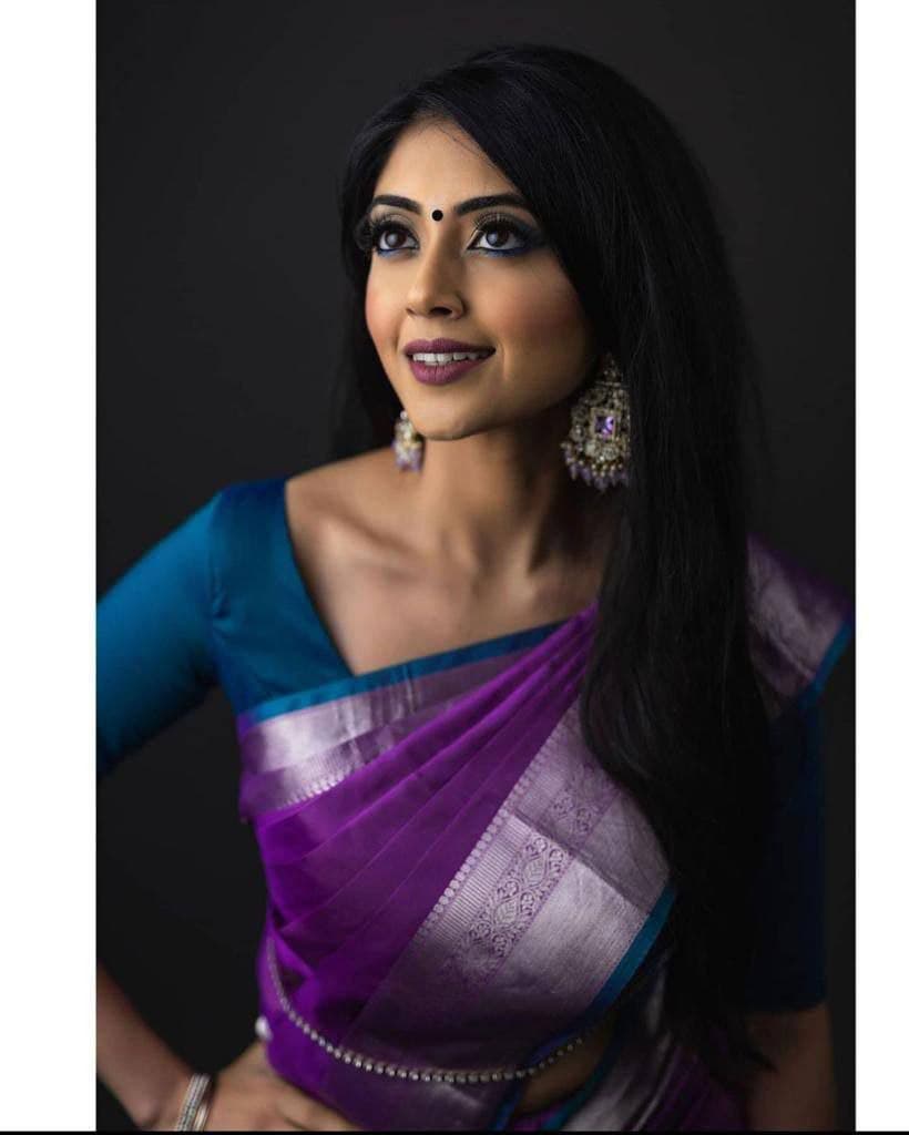 Exclusive Purple Kanjivaram Saree with Matching Border, Perfect for Weddings