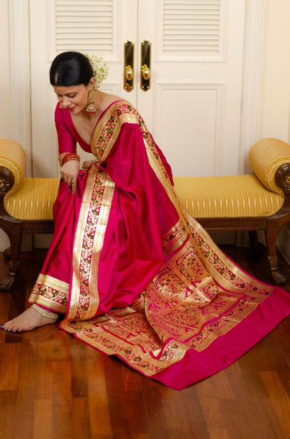 Elegant Red Soft Silk Kanjivaram Saree with Stunning Matching Border Design