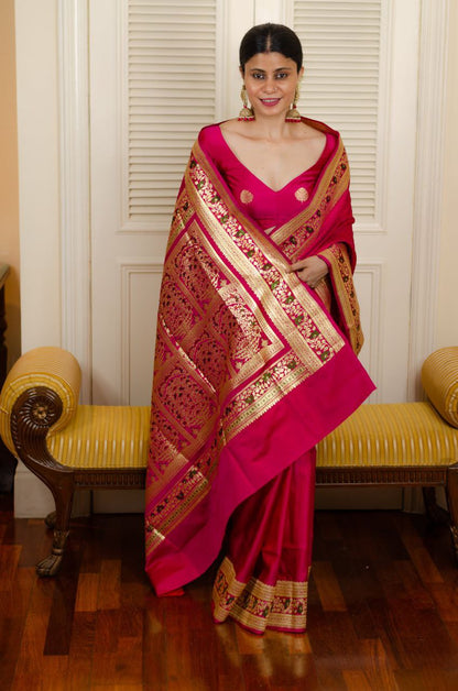 Elegant Red Soft Silk Kanjivaram Saree with Stunning Matching Border Design