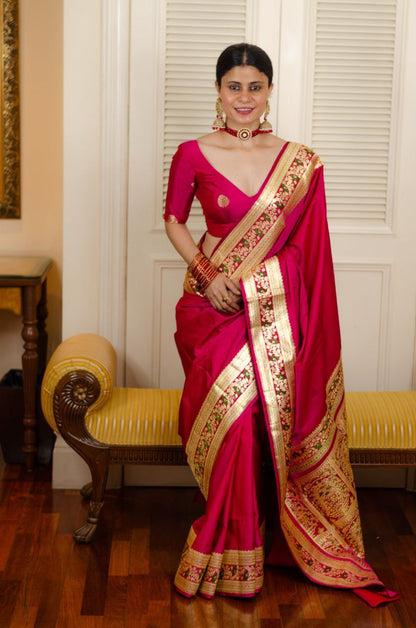 Elegant Red Soft Silk Kanjivaram Saree with Stunning Matching Border Design