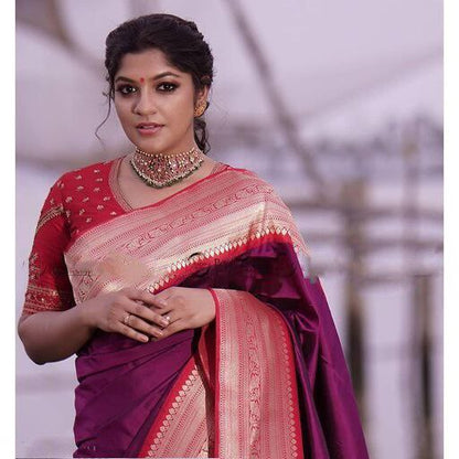 Drape in Elegance With Cadmium Violet Silk Saree for Every Celebration