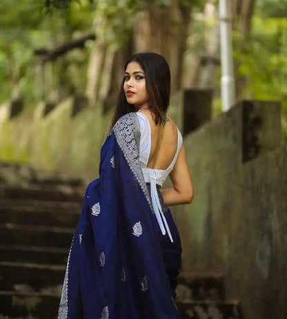 Stunning Blue Color Kanjivaram Saree with Soft Silk Finish and Elegant Border