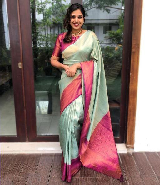 Traditional Meets Contemporary With Stunning Green and Pink Saree