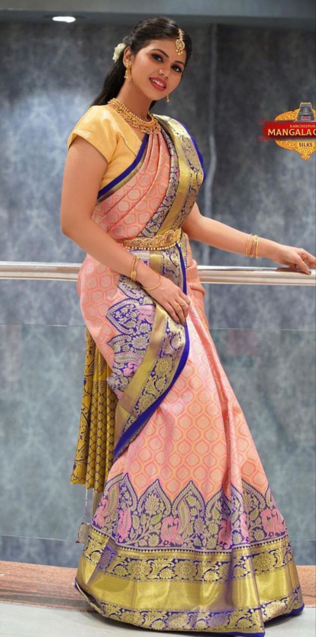 Exclusive Ruddy Pink Kanjivaram Silk Saree for Special Events