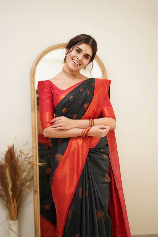 Pure Soft Silk Grey Kanjivaram Saree with Attractive Designer Border