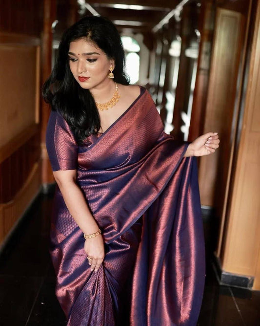 Royal Purple Kanjivaram Saree with Matching Border for Festive Elegance