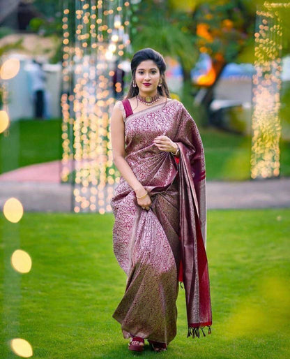 Festive Radiance With Pink Saree with Traditional Charm