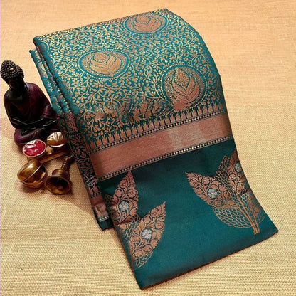 Stunning Multicolor Kanjivaram Silk Saree with Artistic Patterns and Elegant Border