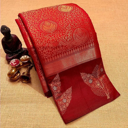 Stunning Multicolor Kanjivaram Silk Saree with Artistic Patterns and Elegant Border